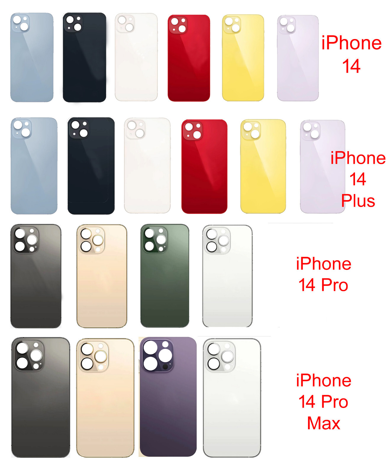 Replacement Back Glass For iPhone 14 / 14 Plus / 14 Pro /Max rear Cover Big Hole